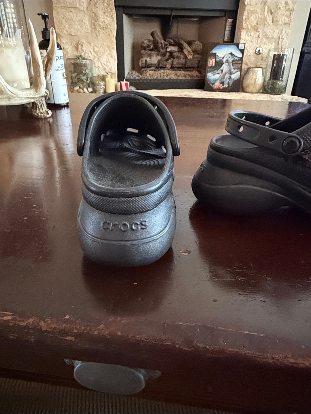CROCS Black Sequin Platform Clogs - Picture 3 of 6